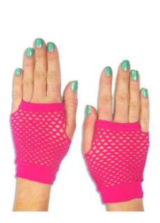 Short Fuchsia Mesh Fingerless Gloves  Cheap Gloves & Mitts Halloween 