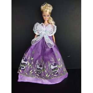  Purple Dress with Large Lace and Sequined Butterfly Detail 
