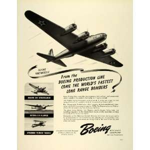 1941 Ad Boeing Aircraft Co Seattle Washington Flying Fortresses Bomber 