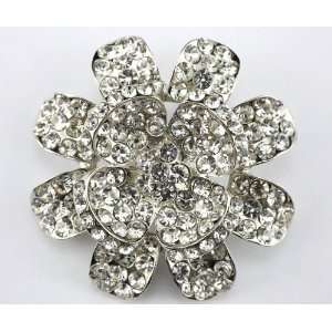  Clear Swarovski Crystal Flower Brooch Pin 