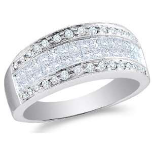  White Gold Diamond Wedding , Anniversary OR Fashion Right Hand Ring 