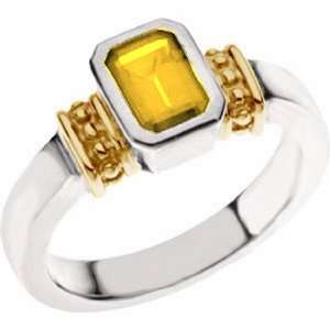   Sterling Silver and 14K Yellow Gold Citrine and Diamond Ring Jewelry