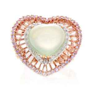    18k Rose Gold 5 Ct Diamond Peridot Heart Cocktail Ring Jewelry