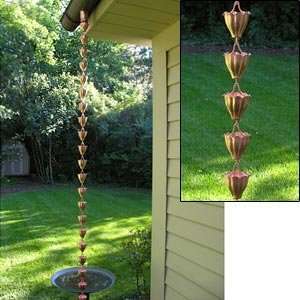  Fluted Cup Copper Rain Chain Patio, Lawn & Garden