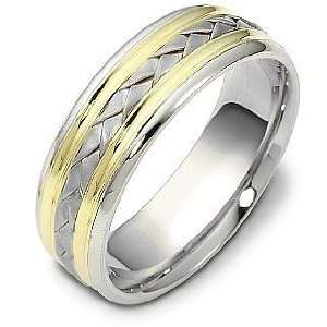   Two Tone 18 Karat Gold Comfort Fit Wedding Band Ring   6.25 Jewelry