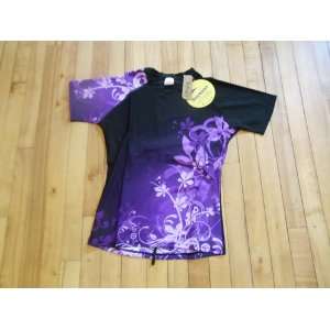  Dakine Rash Guard Meadow S/S Womens Black / Purple Size 