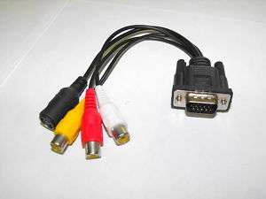 New 15 Pin VGA Adapter to TV S Video RCA Out Cable  