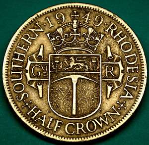 1949 Southern Rhodesia Half Crown Super Scarce Key Date  