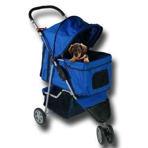   Folding Blue Pet Dog Cat Travel Stroller Carrier 3 Wheel
