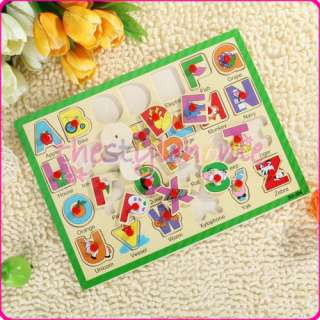 Kids Wooden Puzzle Toy ABC 26 Letter Alphabet Language  
