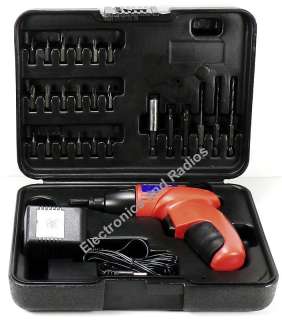   CORDLESS RECHARGEABLE SCREWDRIVER with 24 BITS / CHARGER / CASE   4.8V