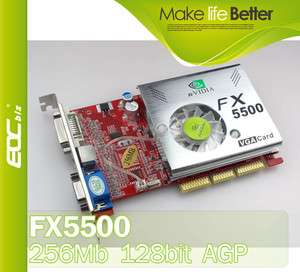 D02  X0012 NEW AGP Video Card nVIDIA GeForce FX5500 FX 5500 256 MB 