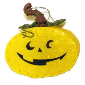 Halloween Hanging Ornament with LED   Pumpkin 3.75in Diameter x 1.5in 