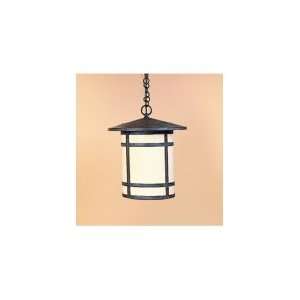   Light Outdoor Hanging Lantern in Mission Brown with Almond Mica glass