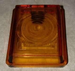 Vintage Amber Depression Glass Automatic Heat Spring Ashtray bi metal 