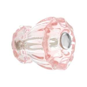  Small Fluted Depression Pink Glass Cabinet Knob With 