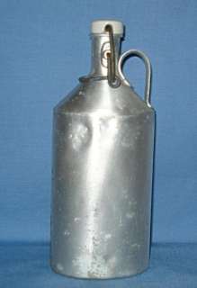 Antique Traveller Metal Milk Bottle Can w/Porcelain Cap  