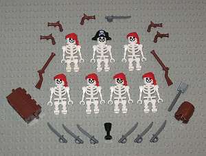 LEGO Minifigures 7 Skeleton Pirates Toys Army Guns Swords Muskets Lego 