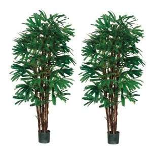    Set of 2   5 Rhapis Artificial Palm Trees in Pots