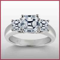 91 Ct. 3 Stone Asscher Diamond Engagement Ring I VS1  