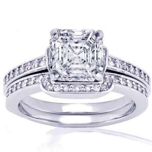   Asscher Cut Diamond Wedding Rings Pave Set VVS1 Fascinating Diamonds
