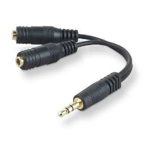  3.5mm AUDIO Y SPLITTER CABLE BLACK Cell Phones 