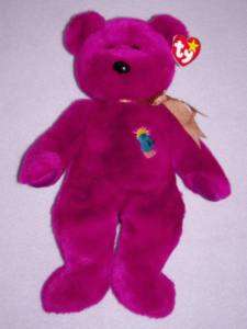Ty Beanie Babies Buddies Millennium Bear 2000 Purple  