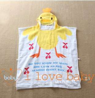 Yellow Duck Baby Splash Wrap Bath Hooded Towel Robe  