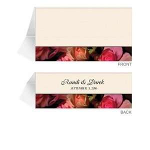   Personalized Place Cards   Roses Fuchsia Pink Peach