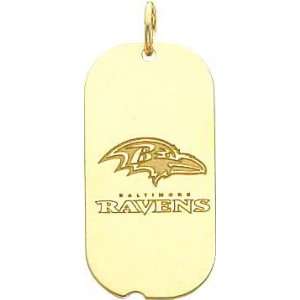  14K Gold NFL Baltimore Ravens Logo Dog Tag Charm Jewelry