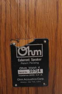 Vintage OHM Speakers Walsh Series 4 Acoustical Forty (40) inches tall 