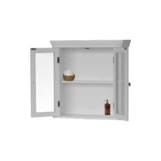 New Plateau Bathroom Wall Cabinet w/ 2 Glass Doors   White  
