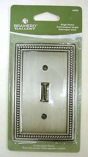 Beaded Brushed Satin Pewter Single Switch Plate Cover  