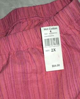 NWT $64 HOT COTTON Pink Linen Blend Capri Pants 2X  