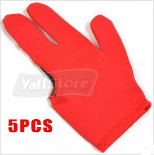 5x Billiard Pool Cue Shooters 3 Fingers Gloves Red  