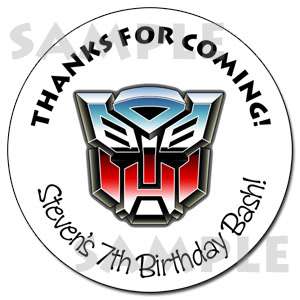24 Transformers Birthday Sticker Gift Favor Party Label  