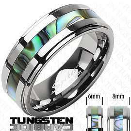   Tungsten Carbide Abalone Striped Wedding Band or Couple Ring Sz 5 13