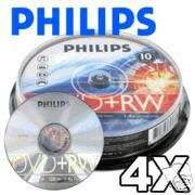 25 Philips 4x DVD+RW Rewritable 4.7GB 120MIN Blank DVD+R Media Disk 