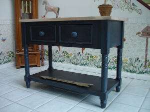 KITCHEN ISLAND Maple Butcher Block Top Distressed Country Cottage 