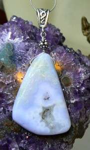 NATURAL BABY BLUE DRUZY DRUSY CHALCEDONY STALACTITE .925 STERLING 