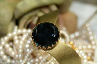 Denim Dreams Brass Bangle Bracelet Vintage Glass BLUE  