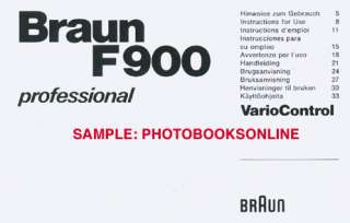 Braun F900 Vario Control Instruction Manual  