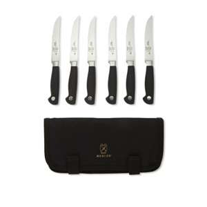 Mercer Cutlery Genesis 7 Piece Forged Steak Knife Set, Steel/Black 