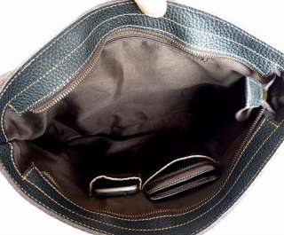 Genuine Leather Men Black Briefcases Messenger Bag New  