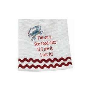  Blue Crab Seafood Diet Hand Towel w/ Ric Rac Trim
