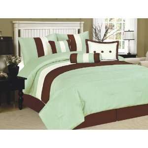   7Pcs Cal King Lindenbrook Sage Bedding Comforter Set