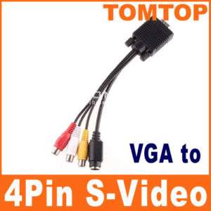 PC VGA to S Video AV RCA TV Out Converter Adapter Cable  