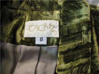 CACHE Art Textured Velveteen Olive Greens Lined Jacket 8  