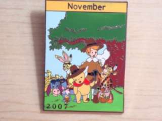   PILGRIM POOH+PALS JUMBO NOVEMBER 2007 CALENDAR LE Disney Pin  