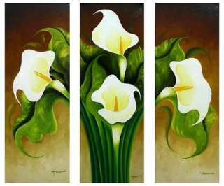 CALLA LILIES Mexico Fine Art Orig Oil Painting Triptych Drawings 
